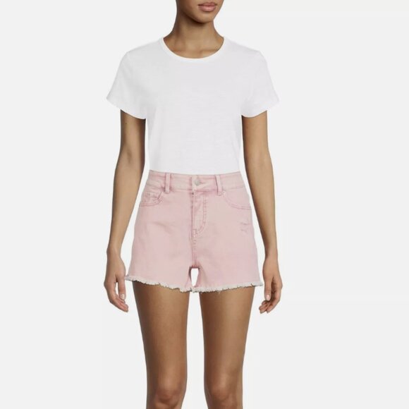 Time and Tru Pink Acid Wash Relaxed Fit High-Rise 3.5" Cutoff Jean Shorts NWT - Picture 1 of 12